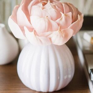 SWEET GRACE White Glass Scalloped Mini Vase - EMPTY - Feminine Shabby Chic Decor